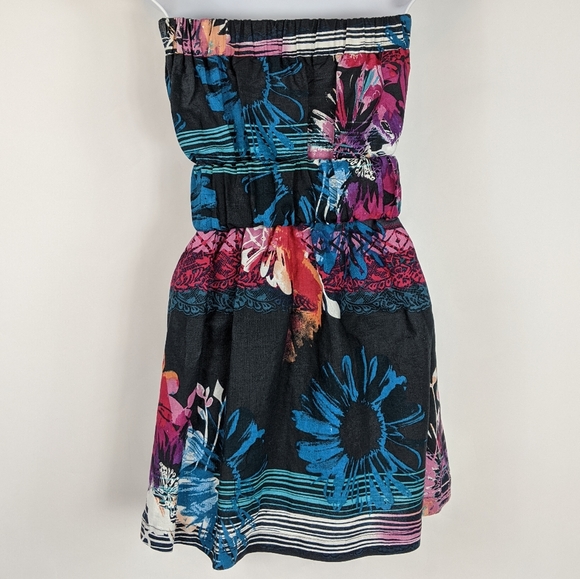 Derek Heart Purple Blue Strapless Dress Linen Belt - Picture 2 of 6